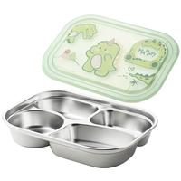 MAXCOOK 美厨316L不锈钢分格饭盒可微波炉分格餐盘带盖便携外带饭盒 【316L钢】4格带盖 绿龙MCFT9200