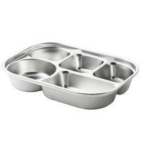 MAXCOOK 美厨316L不锈钢分格饭盒可微波炉分格餐盘带盖便携外带饭盒 【316L钢】5格无盖 MCFT9040