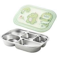 MAXCOOK 美厨316L不锈钢分格饭盒可微波炉分格餐盘带盖便携外带饭盒 【316L钢】5格带盖 绿龙MCFT9460