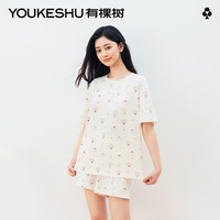 有棵树 YOUKESHU女士家居服女纯棉可外出穿夏季短款套头吸湿排汗7A级抗菌女士睡衣 甜粉色 M
