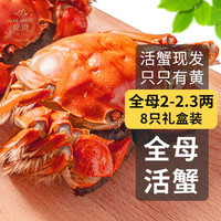 乾澄 大闸蟹 全母2.0-2.3两 8只 足斤足两鲜活六月黄螃蟹生鲜海鲜礼盒装 全母蟹2.0-2.3两 8只