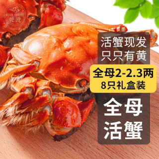 乾澄 大闸蟹 全母2.0-2.3两 8只 足斤足两鲜活六月黄螃蟹生鲜海鲜礼盒装 全母蟹2.0-2.3两 8只