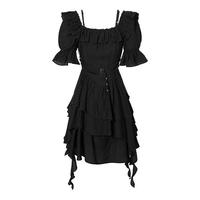 纯欲风小黑裙女夏季肌理感不规则裙摆泡泡袖荷叶领短裙