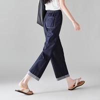 【薄软醋纤莱赛尔】松紧腰九分牛仔裤女2025夏宽松显瘦阔腿裤
