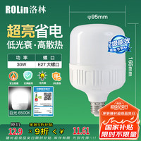 洛林 ROLin）LED灯泡节能灯泡E27螺口家用商用大功率光源 柱形30W白光