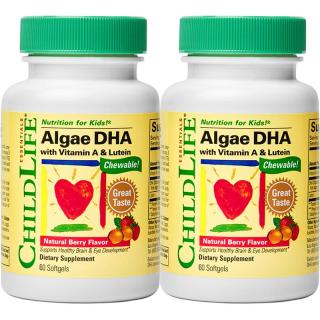 CHILDLIFE 童年时光ChildLife婴幼儿藻油dha0防腐儿童学生补脑dha 60粒/瓶