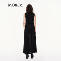 MO&Co.两件套连衣裙2025秋轻薄针织不对称捏褶小高领黑色MBE3DRS017 黑色 XS /155