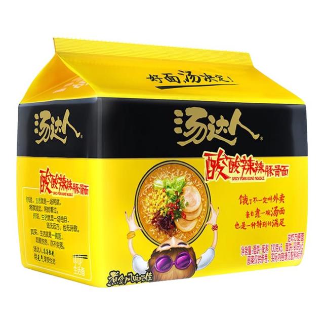 汤达人 统一方便面汤达人酸酸辣辣豚骨拉面130g*5袋速食泡面早餐
