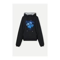 ADER error 女四叶草刺绣棉质黑色连帽卫衣