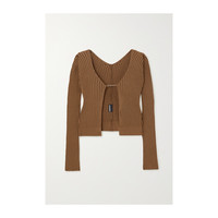 JACQUEMUS 带缀饰罗纹针织开襟衫毛衣外套