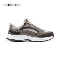 斯凯奇（Skechers）闪穿鞋银翼鞋|2025秋季男鞋一脚蹬休闲老爹鞋轻质耐磨233155 棕色/灰褐色/BRTP 41.5