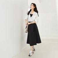 2025夏装小众设计高腰半身裙可拆卸腰带女式显瘦法式a字裙