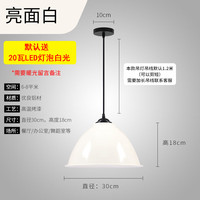 奥罗登 简约现代吊灯工业风创意个性单头工矿灯罩吧台餐厅办公室美发店灯 30cm烤漆白送20瓦LED