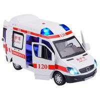 卡威（KIV）120男孩救护车大号仿真警车玩具儿童车模型消防玩具车警察车 中号合金救护车+人偶+电池