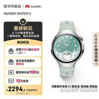 华为 HUAWEI WATCH 5 42mm 基础款 不锈钢表壳 极光绿 氟橡胶表带首创X-TAP智感窗鸿蒙AI腕上小艺eSIM通信