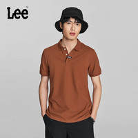 李 Lee春夏季简约舒适字母印花Logo男女款日常休闲短袖T恤POLO衫合集 坚果色 XL