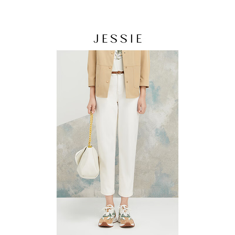 JESSIE【商场同款】2025年春季新款通勤直筒九分修身牛仔裤女