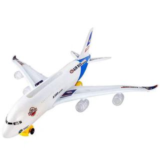 溪鸟儿童大号万向飞机玩具A380电动飞机模型宝宝闪光客机 中号飞机【自动转向/灯光音效】 +电池