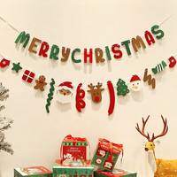 韩猫 圣诞拉旗老人麋鹿雪人字母家用客厅圣诞彩旗拉花圣诞节装饰用品 圣诞拉旗1套