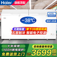 海尔 Haier 冰柜超市商用大容量629升大卧式双开门冷藏冷冻转换冷柜带锁带脚轮海鲜柜大冷柜[-38度速冻]BC/BD-629HEZ