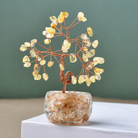 迦图鲮 水晶发财树家居客厅办公室桌面工位装饰品创意摆件水晶树 财源广进-黄水晶