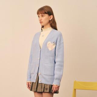小熊秋冬款混纺毛绒毛针织衫开衫毛衣外套多巴胺女士