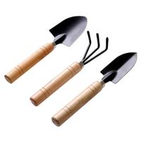 花沃里 园艺工具3件套木柄加粗 赶海工具种花小铲子挖土耙子种菜养花工具