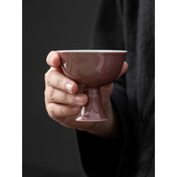 丰陶张生 豇豆红高足杯 复古双线茶杯 功夫茶具套装 豇豆红