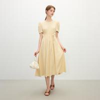 小众设计感连衣裙女2025夏通勤感显瘦抽绳高腰A字裙中长裙