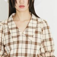 【福利秒杀款】冬季显瘦格纹泡泡袖衬衫女