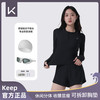 Keep 分体泳衣女夏长袖防晒保守显瘦泳衣泳镜泳帽三件套夜黑色  XL