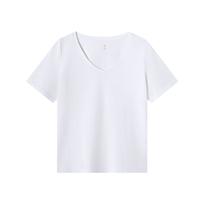京东京造短袖T恤女10A抗菌春夏修身显瘦女装抑菌防汗 白色V领 M 【白色-v领】 M (165/84A)100~115斤