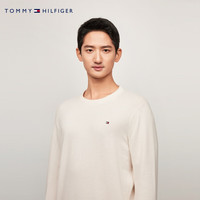 TOMMY HILFIGER【柔软纯棉】25秋冬男撞色条纹学院风针织衫/款纯色毛衣 【简约合身毛衣】米白色AWD XL （：165-180斤）