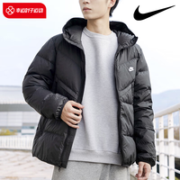 NIKE 耐克 羽绒服男装女装 24春季连帽防风保暖运动服棉羽外套 鸭绒含量85%-常规款/黑色 M
