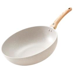 京东京造 炒锅 家用麦饭石色不粘多用锅炒菜锅电磁炉燃气灶30cm 超轻炒锅 30cm