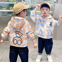 安娜与艾伦 IKKI 男童连帽春秋装外套冲锋衣2024新款韩版洋气卡通印花儿童夹克上衣