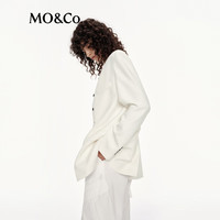 MO&Co.【C+系列】假两件西装2025秋无领垫肩廓形中性外套MBE3BLA019 米白色 XS /155