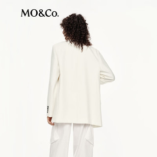 MO&Co.【C+系列】假两件西装2025秋无领垫肩廓形中性外套MBE3BLA019 米白色 XS /155