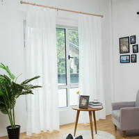 赫伊莎 棉麻风窗帘窗纱 加厚保暖纯色亚麻白纱帘 挂钩款 3.0宽x2.5高 白色