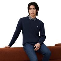 红豆针织假两件男【含羊毛抗起球】24秋冬新加绒加厚保暖弹力翻领打底 深藏蓝B5 180/100B【72-80公斤】