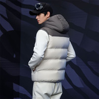坦博尔冬季羽绒服男时尚运动连帽短款男士羽绒马甲TA235009 云峰白 2XL 185/100A