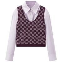 【两件套衬衫】女式衬衫街头风冬翻领落肩袖