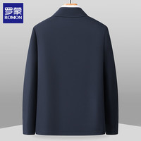 罗蒙（ROMON）行政翻领夹克男外套2025秋季男士干部茄克衫男装爸爸装上衣 藏青 4XL 195