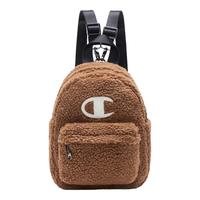 Champion 冠军双肩包冬季简约毛绒书包时尚休闲背包潮牌男女儿童背包 深棕 均码
