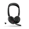 Jabra 捷波朗 Evolve2 65 Flex - 无线立体声耳机,带蓝牙、降噪捷波朗 ClearVoice 技术和混合 ANC - 适用于所有领先的 UC 平台 - 黑色