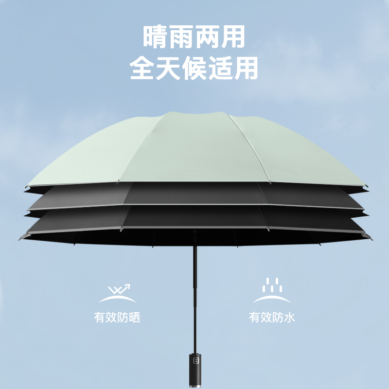 反向全自动伞10股加大加固加厚抗风结实晴雨两用不湿车反光条 反向全自动/雅致黑