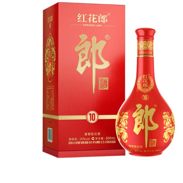 移动端、京东百亿补贴：郎酒 红花郎10 第5代 39%vol 酱香型白酒 500ml 单瓶装