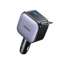 绿联 车载充电器自带伸缩线90W点烟器超级快充转换器插头适用苹果16华为/小米