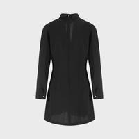 ZARA【纯欲轻熟风】都市丽人纯色系挖空V领设计立领蝙蝠长袖连衣短裙