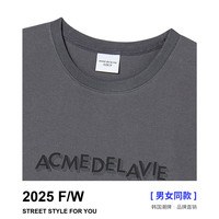 ADLV韩国潮牌2025秋季3Dlogo短袖T恤男女同款宽松韩系上衣 深灰色 1